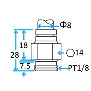 PT1/8 Male Connector for 8mm Tube
