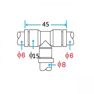 Union Tee Reducer 8mm to 6mm
