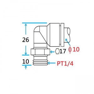 PT1/4 Male Elbow Connector for 10mm Tube