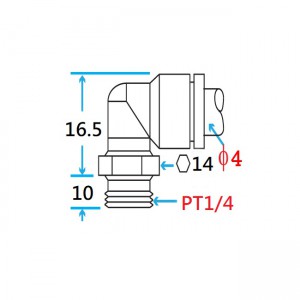 PT1/4 Male Elbow Connector for 4mm Tube