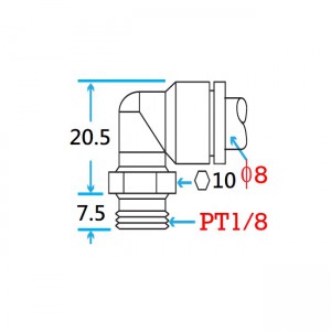 PT1/8 Male Elbow Connector for 8mm Tube