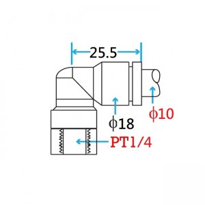 PT1/4 Female Elbow Connector for 10mm Tube