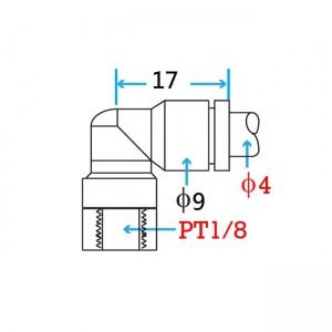 PT1/8 Female Elbow Connector for 4mm Tube