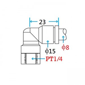 PT1/4 Female Elbow Connector for 8mm Tube
