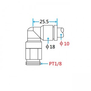PT1/8 Male Extended Elbow Connector for 10mm tube