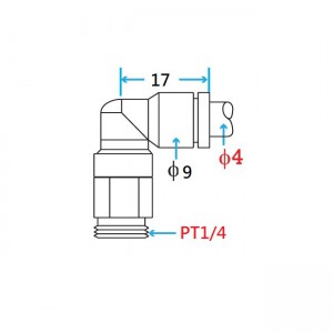 PT1/4 Male Extended Elbow Connector for 4mm tube