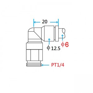 PT1/4 Male Extended Elbow Connector for 6mm tube