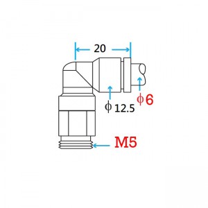M5 Male Extended Elbow Connector for 6mm tube