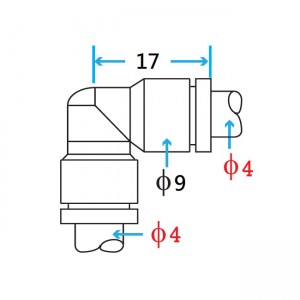 4mm Union Elbow Connector