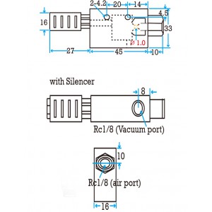 Square type 1.0mm nozzle Vacuum Generator