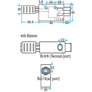 Square type 2.0mm nozzle Vacuum Generator
