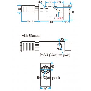 Square type 3.0mm nozzle Vacuum Generator