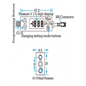 Rectangle type of NPN digital pressure Vacuum Monitor Switch