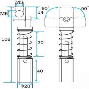 3M5 20 Stroke 20mm Non-threaded Non-rotating Suspension