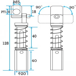 M5G8 40 Stroke 20mm Non-threaded Non-rotating Suspension