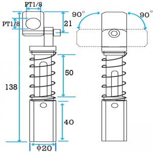 2G8 50 Stroke 20mm Non-threaded Non-rotating Suspension