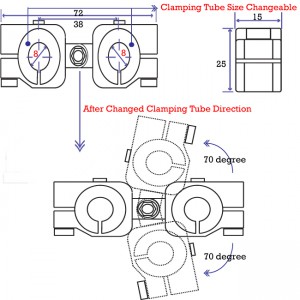 clamping 8&8mm Horizontal Swivel & Tube Changeable Cross Clamp