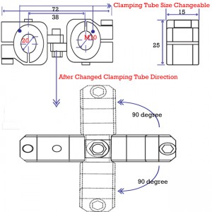 clamping 20mm&M10 Vertical Swivel & Tube Changeable Cross Clamp